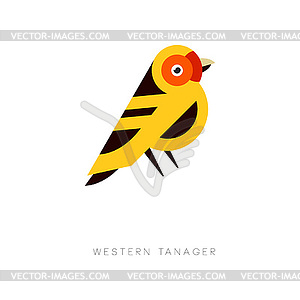 Creative geometric icon of western tanager. Bird - vector clipart