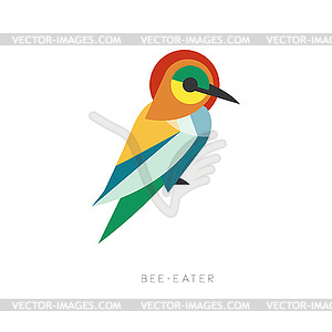 Beautiful silhouette of bee-eater composed of simpl - vector clipart