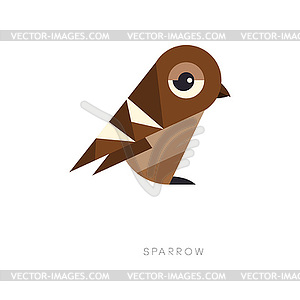 Abstract geometric symbol of brown sparrow. - vector image