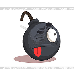 Flat design of bomb emoji. Face with winking eye an - vector image