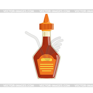 Tomato ketchup in transparent plastic bottle with - vector clipart