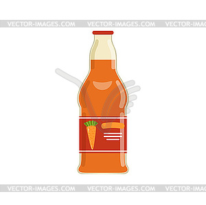 Natural carrot juice in glass bottle with brand - vector clip art