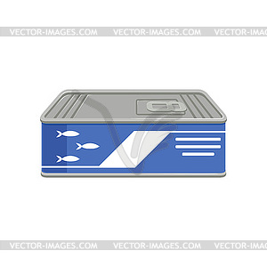 Canned sardines or sprat fish in can with ring-pull - vector clipart