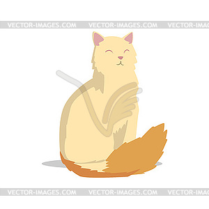 Long-haired turkish angora cat with pink ears and - vector clip art