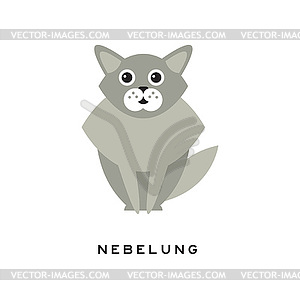 Красота nebelung кошка. Птица с большими блестящими глазами, длинная - стоковый векторный клипарт