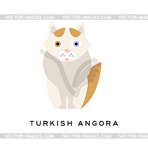 Turkish angora cat. Cartoon domestic animal with - vector image