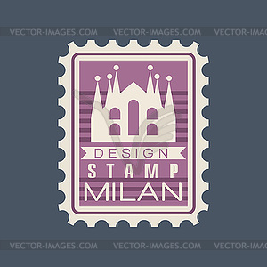 Original rectangular postmark with Milan - vector clip art