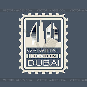 Original postage stamp with urban landscape of - vector image