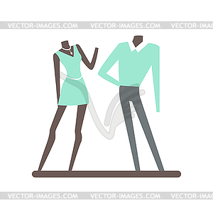 Mannequin in clothes in mall colorful - vector image