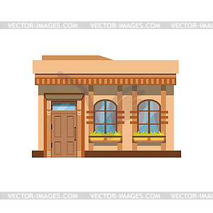 Cafe shop or restaurant facade, front view of store - vector clip art