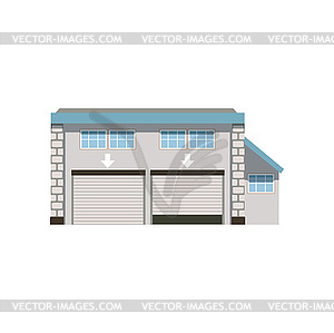 Modern industrial unit with roller doors, - vector clipart