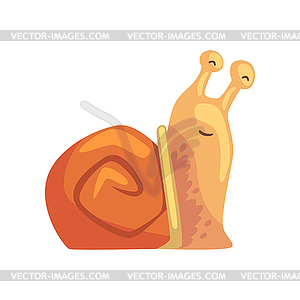 Cute unny snail, comic mollusk character cartoon - vector clipart