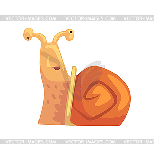 Disoriented funny snail, cute comic mollusk - vector image