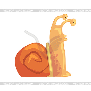 Funny snail whistling, cute comic mollusk - vector clipart