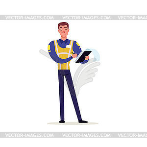 Officer of traffic police in uniform with high - vector clip art