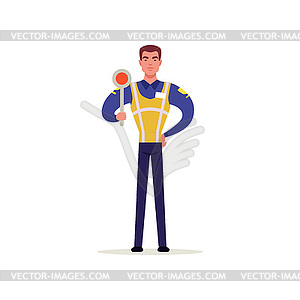Officer of traffic police in uniform with high - vector clipart