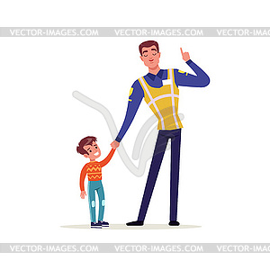 Officer of traffic police in uniform with high - vector EPS clipart