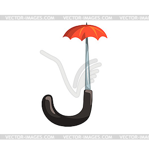 Letter J formed of red handle umbrella. Detailed - vector clipart