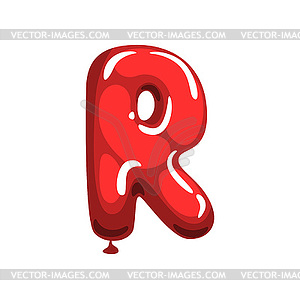 Мультяшное письмо R, сделанное из красного воздушного шара. оригинал - векторный клипарт EPS