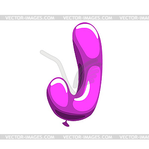 Flat violet letter J in shape of glossy balloon. - vector image