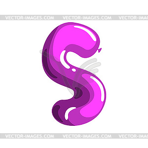 Bright violet letter S in shape of glossy balloon. - vector image