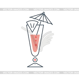 Tropical fresh cocktail in long glass with slice - vector clipart