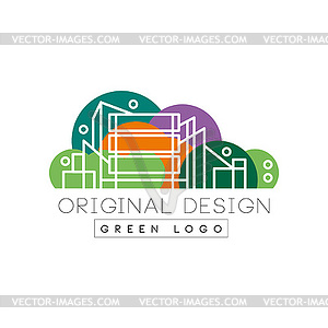 Original city logo design with high-rise buildings - vector clip art