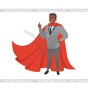 Cheerful afro-american business man standing with - vector image