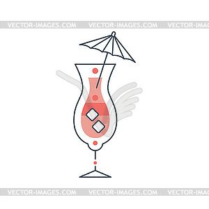 Refreshing summer cocktail with cubes of ice and - vector image