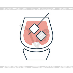 Glass of brandy with ice cubes. Concept of strong - vector clipart / vector image