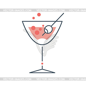 Glass with alcoholic cocktail. Goblet with strong - vector clip art