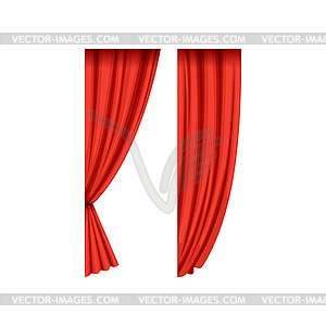 Two red silk or velvet theatrical curtains for - color vector clipart