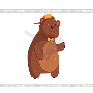 Teen bear standing . Cartoon character with brown - color vector clipart