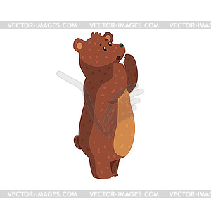 Cartoon howling grizzly bear. Wild animal with brow - vector image