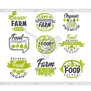 Creative gray and green design of organic food - vector clipart