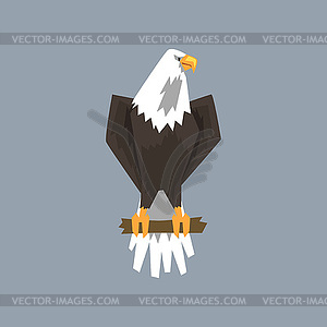 North American Bald Eagle character sitting on - vector clip art