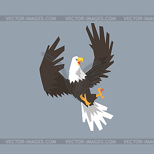 North American Bald Eagle flying and attacking, - vector clipart