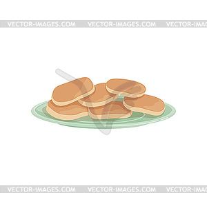 Plate of traditional Russian fresh curd fritters. - vector image