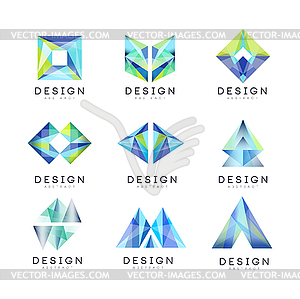 Abstract logo design set, gem geometric badge s - vector clipart