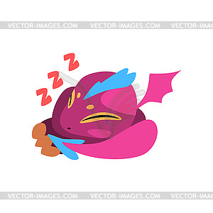 Cute sleeping baby dragon. Cartoon fantastic - vector clip art Cute sleeping baby dragon. Cartoon fantastic - vector clip art