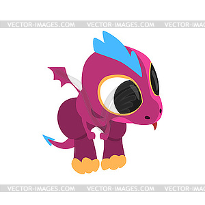 Little purple dragon with curious muzzle and - vector clip art