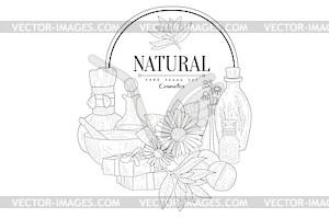 Natural Cosmetics Vintage Sketch - vector image