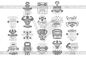 Vintage Gym Fitness Stamp Collection - vector image