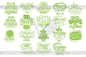 Organic Food Calligraphic Label Collection - vector image