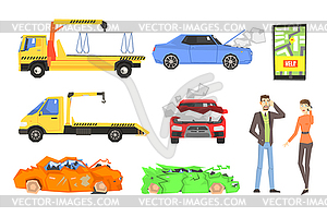 Evacuation of car After Crush Infographic - vector clipart