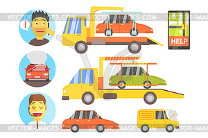 Evacuation of car After Crush Infographic - vector clip art