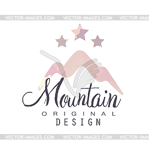 Mountain original design logo template with stars, - royalty-free vector image