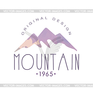 Mountain original design estd 1965 logo, tourism, - vector clipart