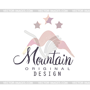 Mountain original design logo with stars, tourism, - vector image