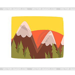 Sunrise in mountains, beautiful summer landscape - vector image